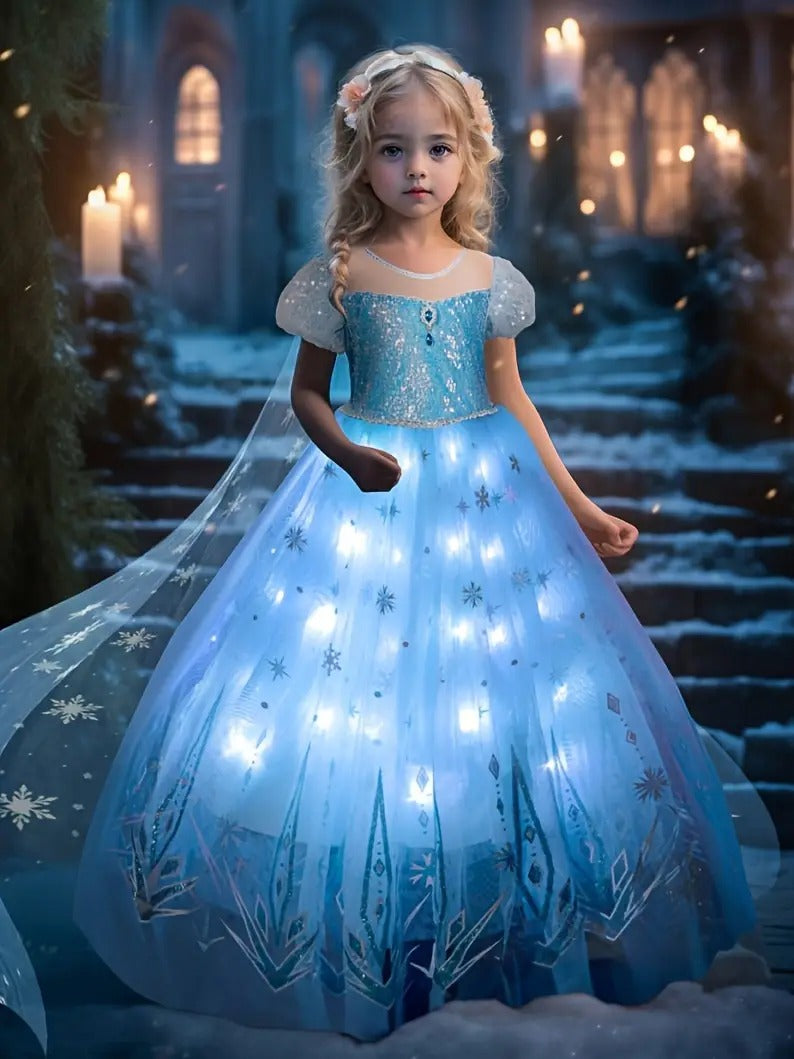 Vestido com LED para crianças - Transforme sua filha em uma verdadeira princesa!