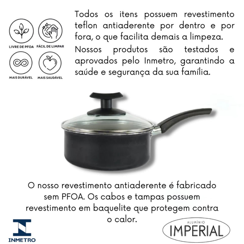 [PROMOÇÃO] Kit de Panelas 17 peças antiaderente com BRINDE