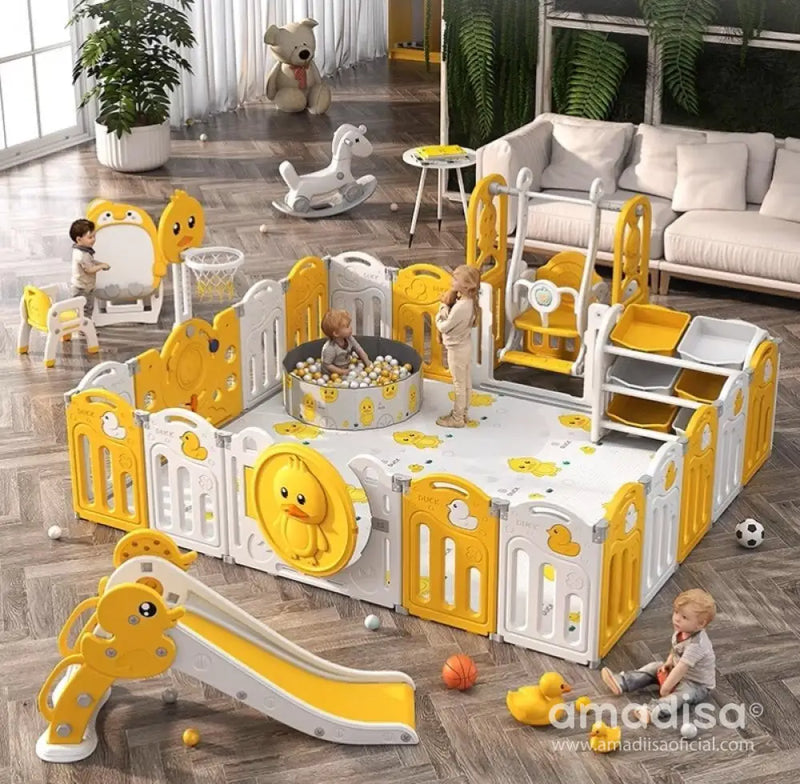 Cercadinho De Atividades Infantil 6 Em 1 Amarelo / 160*240Cm Spielplatz