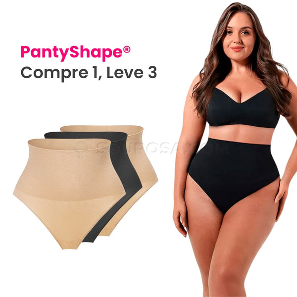 PantyShape - Calcinha Modeladora Afina Cintura Comprime Abdômen (Kit 3 Unidades)