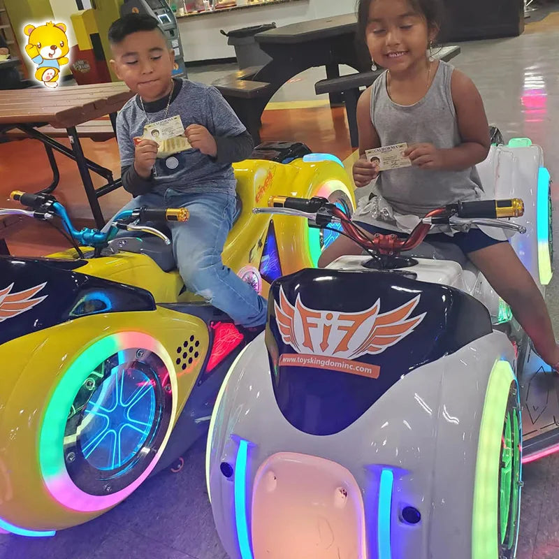 With stock amusement park shopping mall anti-collision radar kids ride on electric motorbikes motorcycle