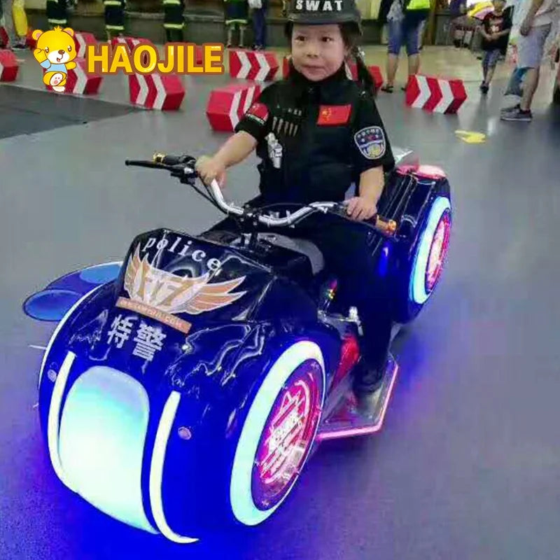 With stock amusement park shopping mall anti-collision radar kids ride on electric motorbikes motorcycle