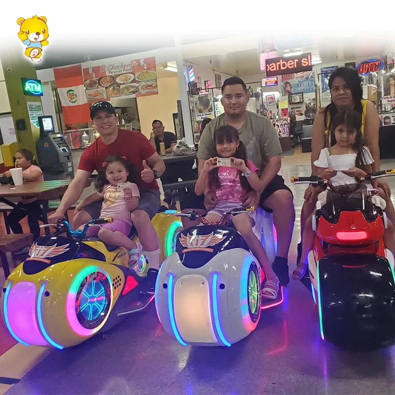 With stock amusement park shopping mall anti-collision radar kids ride on electric motorbikes motorcycle