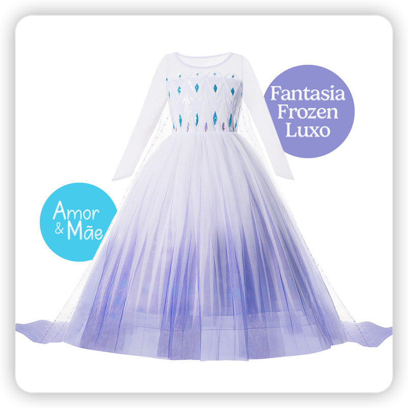 Vestido Infantil Fantasia Luxo Frozen